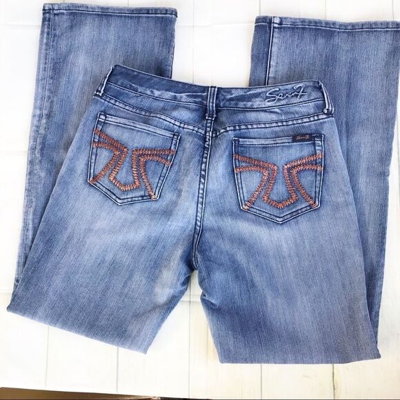 Seven7 Womens Boot Cut Embroidered Cotton Jeans 6 - Picture 1 of 5